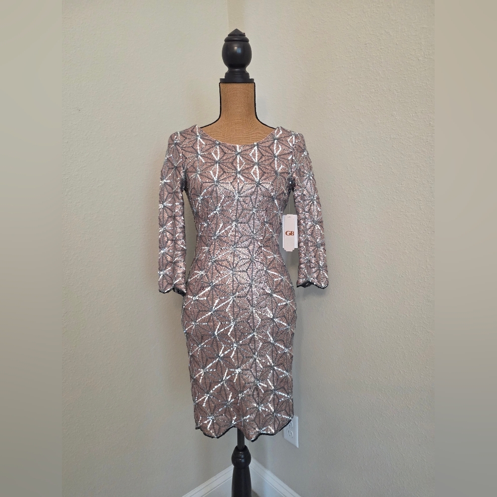 Gianni Bini Pink and Silver Sequin Dress